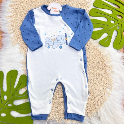 Macacão Trape Zape - Ursinho Aviador - Azul Jeans